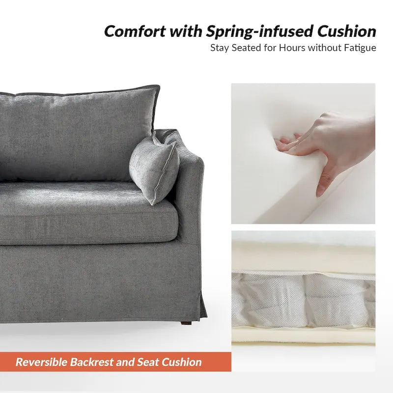 Sophie Contemporary Oversized Slipcovered Armchair and Ottoman with Lockable Rear Wheels - image 29