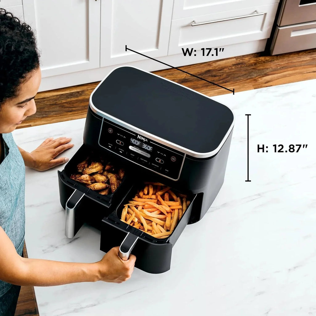 Ninja Foodi 10QT 6-in-1 DualZone Smart XL Air Fryer, 2 Independent 5QT Baskets, Smart Cook Thermometer, Match Cook, Smart Finish, Air Fry, Roast, Bake, Dehydrate, Reheat, Grey, DZ550 - image 9