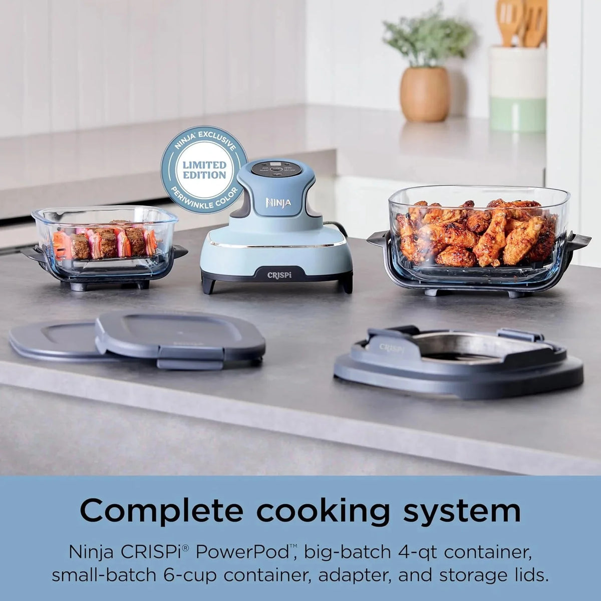 Ninja Crispi 4-in-1 Portable Glass Air Fryer Cooking System, 1500W, 4QT & 6-Cup TempWare Glass Containers with Storage Lids, Microwave, Freezer & Dishwasher Safe - image 77