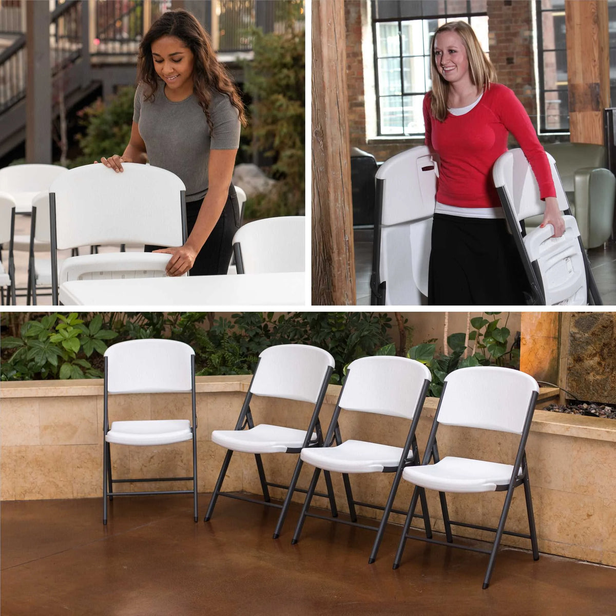 Lifetime Combo Set of (4) 8 - Foot Rectangle Folding Tables & (32) Chairs, Indoor/Outdoor Use, White (80147) - image 13