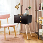 Brown Mid-Century Modern Nightstand with 2 Drawers - image 3