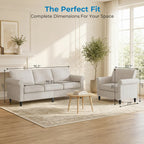 Beige Linen Sofa Set With Nailhead Trim Design - image 2