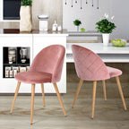 Homy Casa Velvet Upholstered Dining Chairs Set of 2 with Backrest for Kitchen, Rose - image 2