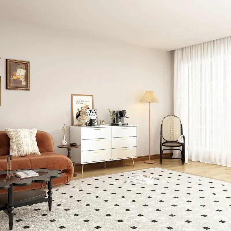 Elegant 6-Drawer Double Dresser with Gold Accents for Stylish Bedroom Storage - image 6