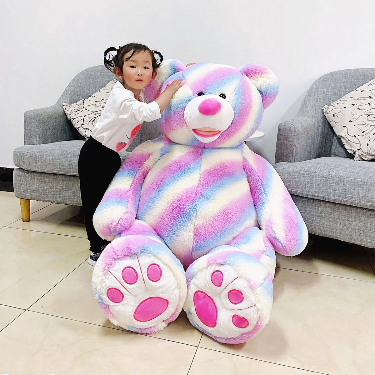 53 Inch (1.3m) Hugfun Plush Rainbow Teddy Bear - image 1