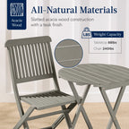 Best Choice Products 3-Piece Acacia Wood Bistro Set, Folding Patio Furniture w/ 2 Chairs, Table - Natural - image 41