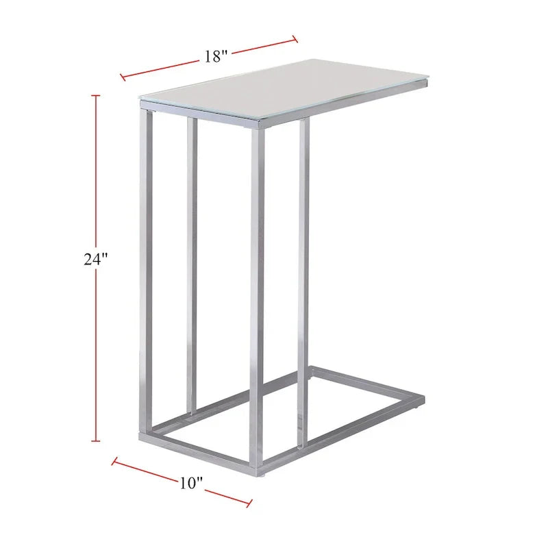 Chrome and White Glass Top Accent Table - image 3
