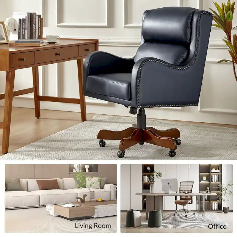 HULALA HOME Pete Adjustable Height Faux Leather Swivel Executive Chair with Tilt Mechanism - image 36