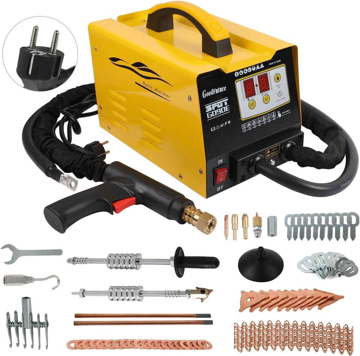 Vehicle Panel Spot Puller Dent Spotter 110V, 3500A Spot Dent Puller Welder, 3KW Car Body Stud Welding Machine Multispot Bonnet Door Repair Tool Kit - image 3