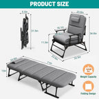 FICISOG Portable Beds Frame with Mattress, Foldaway Rest Cots for Adults Kids, Gray - image 5