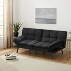 Mainstays Memory Foam Futon, Black Faux Suede Fabric - image 1