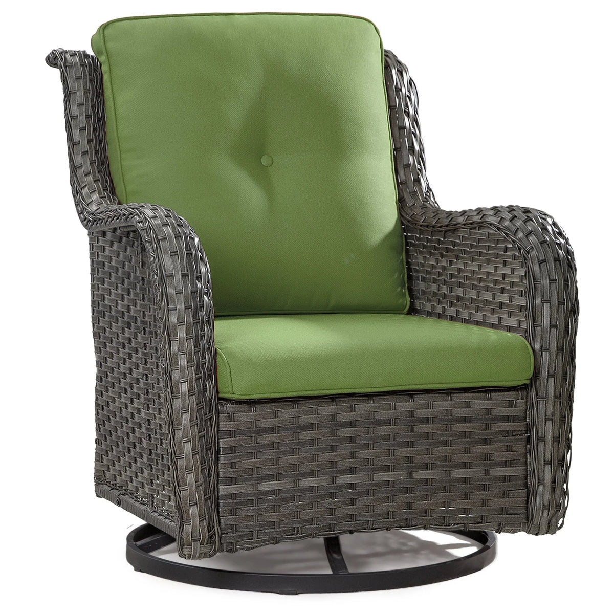 Meetleisure 1 Pieces Outdoor Patio Furniture Wicker Swivel Chair with Cushions for Backyard, GRE - image 1
