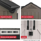 Rubbermaid Resin Outdoor Storage Shed With Floor Weather Resistant Gray Organization for Home - image 14