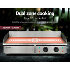 Devanti 73cm Commercial Electric Griddle BBQ Grill Plate 4400W Silver - image 6