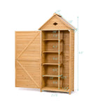 63" Wood Outdoor Storage Shed Lockable Garden Tools Storage Cabinet with 5 Shelves, Galvanized Sheet Roof - image 2