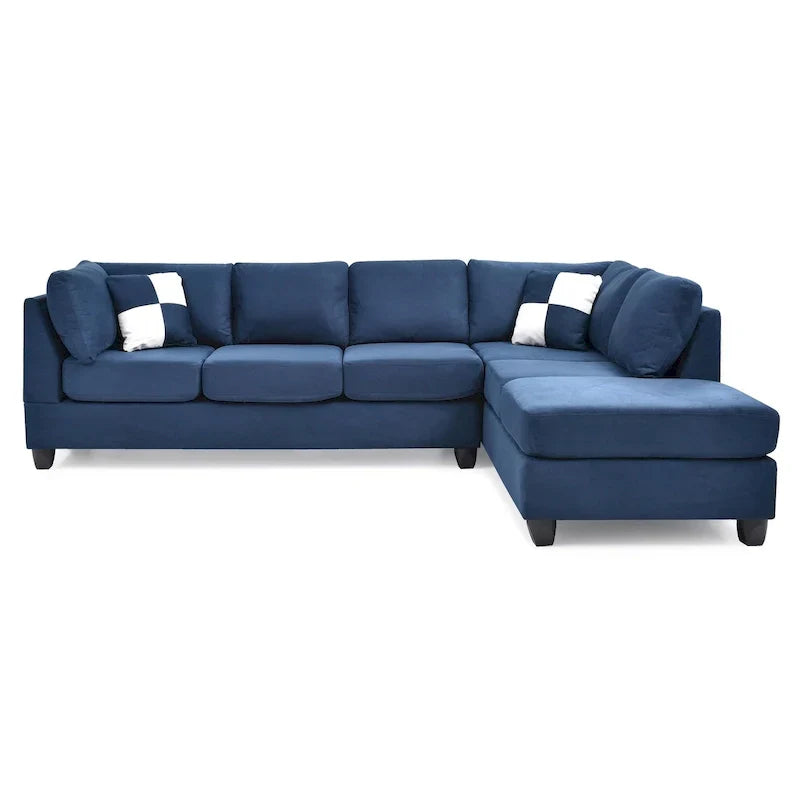 Malone 111-Inch Suede 4-Seater Sectional Sofa with Two Throw Pillows - Dimensions: 111L x 78W x 34H - image 4