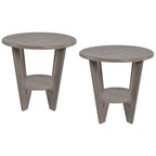 COZAYH Set of 2 Rustic Farmhouse End Tables with Storage Shelf - Vintage Grey French Country Accent Side Tables - image 7