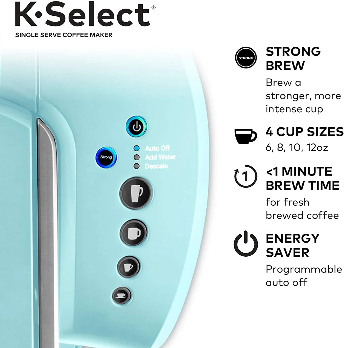 Keurig K-Select Coffee Maker, Single Serve K-Cup Pod Coffee Brewer, With Strength Control and Hot Water On Demand, Oasis - image 4