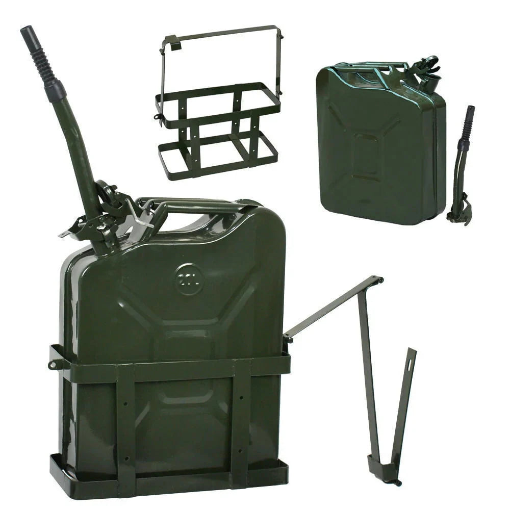 Jerry Can with Holder 20L Liter 5 Gallons - Steel Tank Gasoline Green - image 1