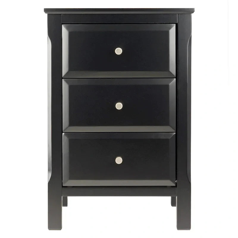 Elegant Black Wooden Nightstand with 3 Generous Storage Drawers - Dimensions: 15.75L x 15.75W x 23.63H - image 2