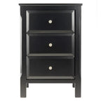Elegant Black Wooden Nightstand with 3 Generous Storage Drawers - Dimensions: 15.75L x 15.75W x 23.63H - image 2