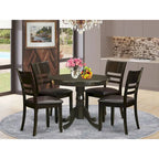 East West Furniture 5-Piece Round Dining Set - Cappuccino Kitchen Table with 4 Chairs (Seat Options Available) - image 1