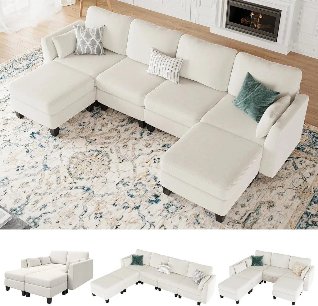 Modular Sectional Sofa, Convertible U Shaped Sofa Couch with High Density Memory Foam, 6 Seat Comfy Modular Sofa Couch for Living Room, Modern U Shaped Sectional Sofa, Dimgrey - image 13