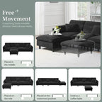 110-Inch L-Shaped 5-Seater Sectional Sofa with Removable Ottoman, Cloud Chenille Fabric, and 5 Cushions - image 27