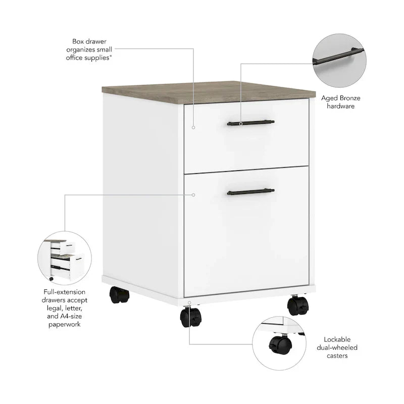 Bush Furniture Key West Mobile File Cabinet with 2 Drawers - image 29