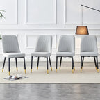 Contemporary Set of 4 Faux Leather Dining Chairs with Cushioned Backrests and Metal Legs – Ideal for Dining Rooms, Living Rooms, and Bedrooms - image 3