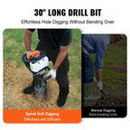 KFFKFF Gas Earth Auger, 52CC 1450W, Includes 8 Drill Bit & Extension Rod, Ideal for Garden, Farmland Fence - image 5