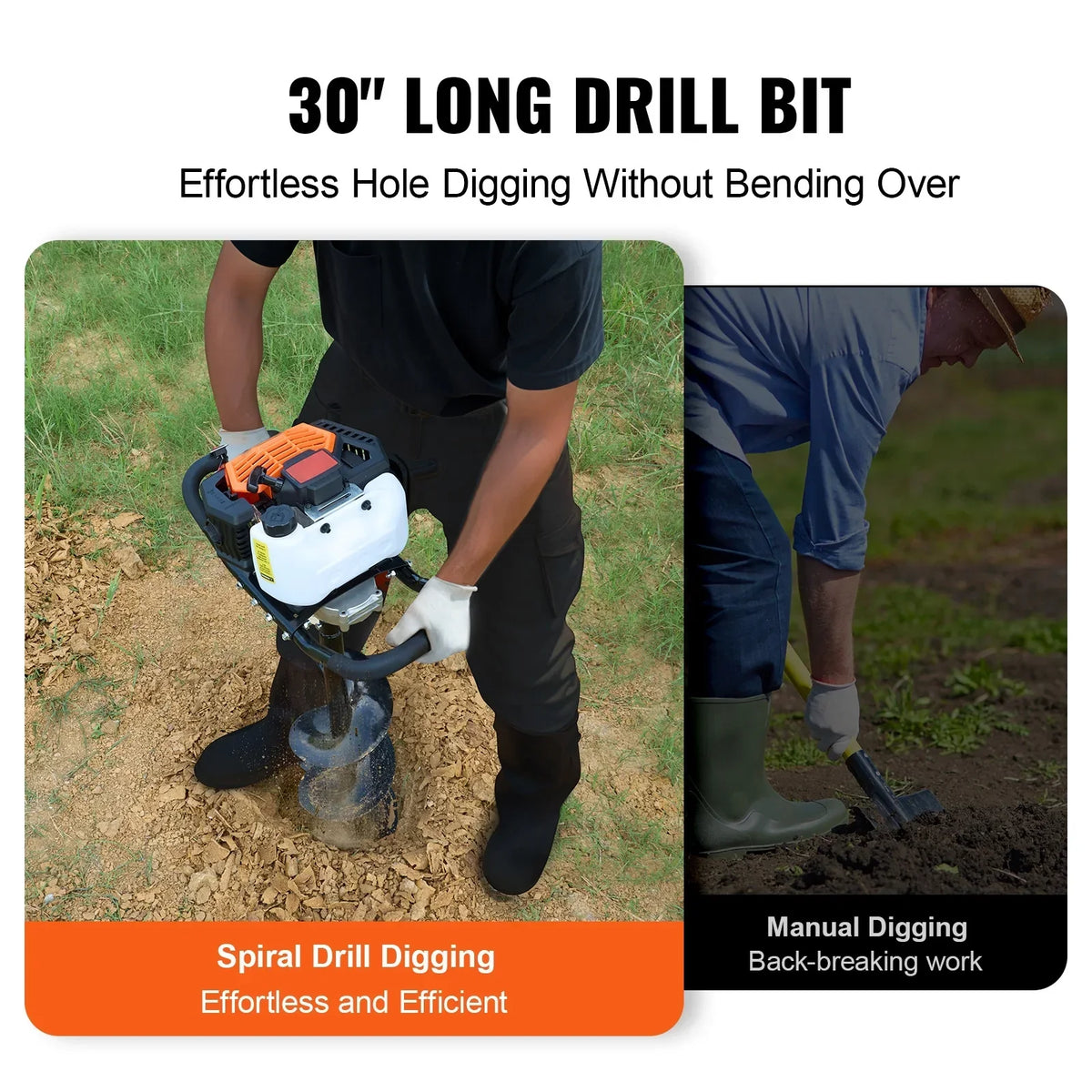 KFFKFF Gas Earth Auger, 52CC 1450W, Includes 8 Drill Bit & Extension Rod, Ideal for Garden, Farmland Fence - image 5