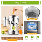 Commercial Juice Extractor, 370W 110V Electric Stainless Steel Juicer for Fruit Vegetable Heavy Duty Centrifugal Juicer Machine Juice & Residue Separated Low Noise: Home & Kitchen - image 4