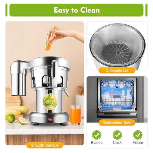 Commercial Juice Extractor, 370W 110V Electric Stainless Steel Juicer for Fruit Vegetable Heavy Duty Centrifugal Juicer Machine Juice & Residue Separated Low Noise: Home & Kitchen - image 4