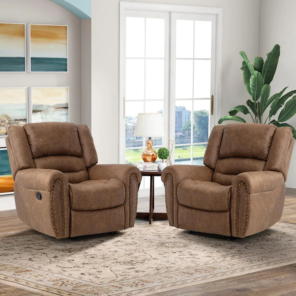 CANMOV Leather Recliner Chair, Classic and Traditional Manual Recliner Chair with Comfortable Arms and Back Single Sofa for Living Room, Nut Brown - image 61