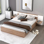 Natural Queen Size Platform Bed with Headboard, Storage Drawers, Shelves, USB Ports, and Outlets - image 4