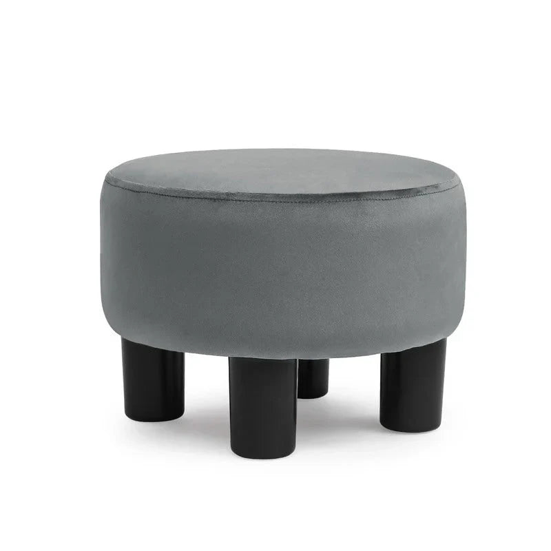 Adeco Modern Velvet Round Ottoman Footrest Stool with Padded Seat - image 5