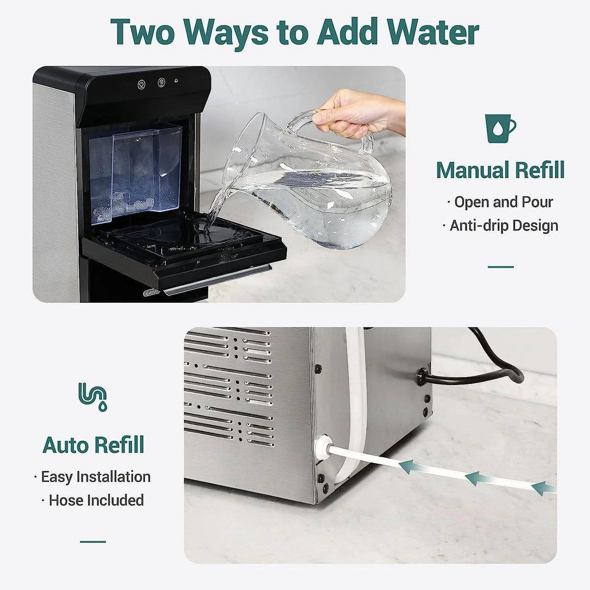 V2.0 Countertop Nugget Ice Maker / Self Cleaning Pellet Ice Maker / Open and Pour Refill / Stainless Steel Housing / - image 11