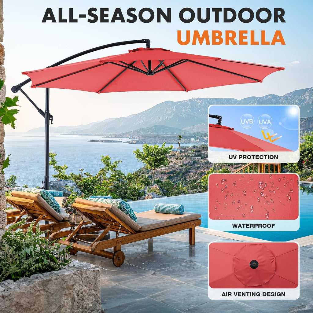 9.8FT Offset Patio Umbrella Hanging Cantilever Umbrella Outdoor Sun Shade with Easy Tilt Adjustment, 8 Ribs, UV Protection for Backyard, Lawn, Garden and Pool, Blue - image 21