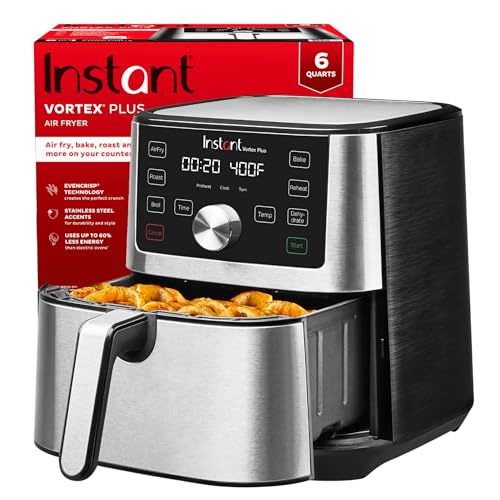 Instant Pot Vortex Plus 6QT XL Air Fryer, 6 in 1, Broils, Dehydrates, Crisps, Roasts, Reheats, Bakes for Quick Easy Meals, 100 In App Recipes, Dishwasher Safe, from the Makers of Instant Pot, Black : Home & Kitchen - image 1