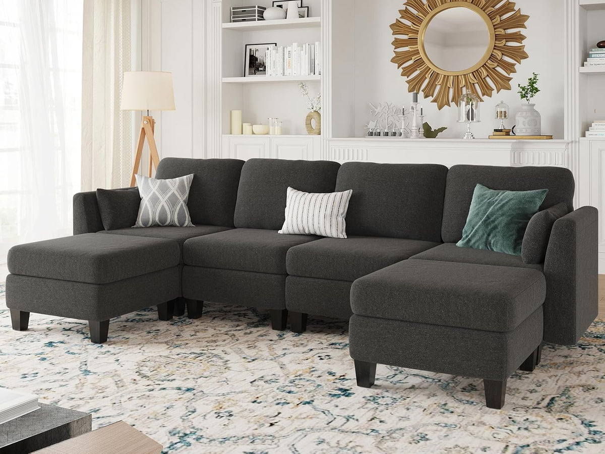 Modular Sectional Sofa, Convertible U Shaped Sofa Couch with High Density Memory Foam, 6 Seat Comfy Modular Sofa Couch for Living Room, Modern U Shaped Sectional Sofa, Dimgrey - image 11