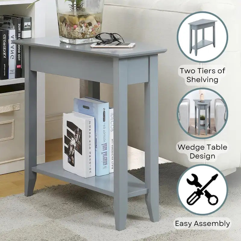 American Heritage Wedge End Table with Shelf by Convenience Concepts - image 9