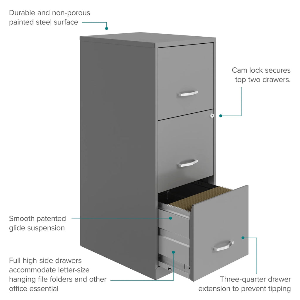 Space Solutions 18" Deep 3 Drawer Smart Letter Width Vertical File Cabinet, Navy - image 15