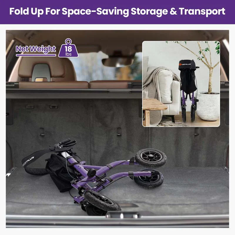 Foldable Rolling Walker with 9.5" All Terrain Pneumatic Wheel, Heavy Duty Height Adjustable Rollator Walker with Seat for Seniors - image 8