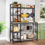 43-Inch Kitchen Bakers Rack with Microwave Stand - 5-Tier Utility Storage Shelf and 10 Hooks for Kitchen and Living Room - image 20