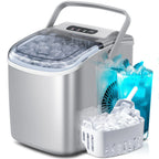 Crzoe Countertop Ice Maker Machine with Handle, 9 Bullet-Shaped Ice Cubes Ready in 6 Mins, 26Lbs/24H, Self-Cleaning Function with Ice Scoop and Basket for Home/Kitchen/Party (Grey) - image 1