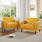 Set of 2 Modern Wide Armchairs in Corduroy - Accent Chairs - image 5