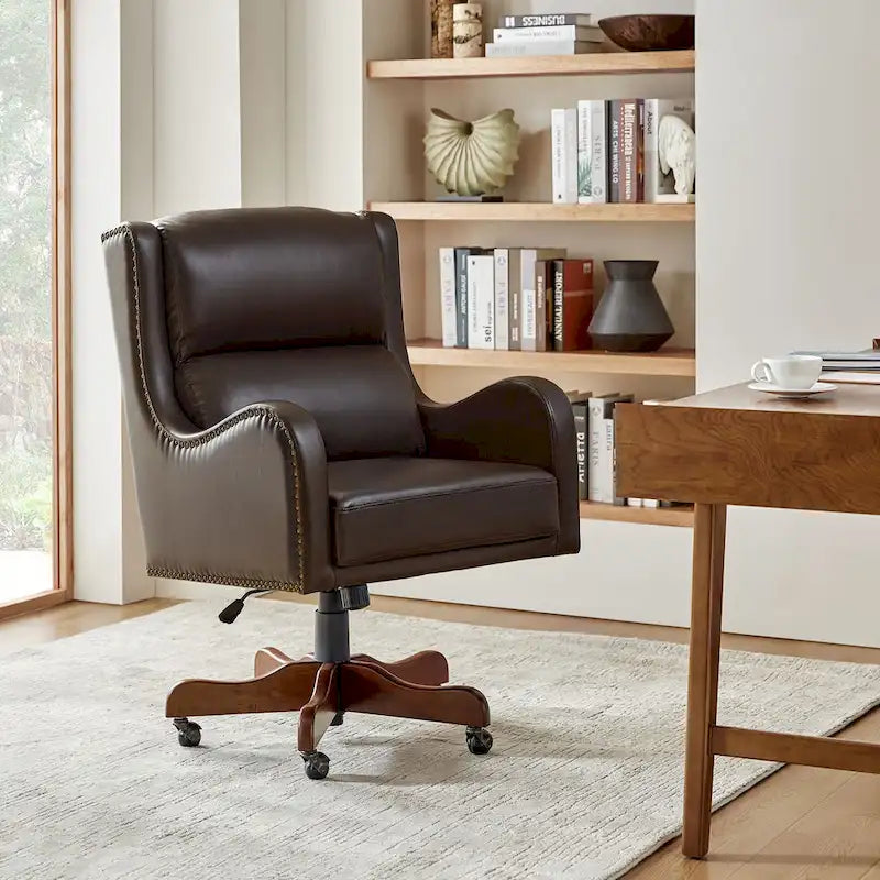 HULALA HOME Pete Adjustable Height Faux Leather Swivel Executive Chair with Tilt Mechanism - image 7