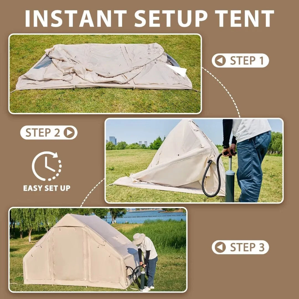 NAIZEA Tent for Camping with Pump - Air Glamping Tents, Easy Setup Blow up Tent, Waterproof Oxford Inflatable Tent, 4 - 6 Person Cabin Tent with Mesh & Chimney Window - image 8
