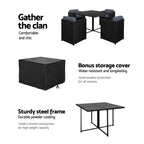 Gardeon Outdoor Dining Set 5 Piece Wicker Table Chairs Setting Black - image 4